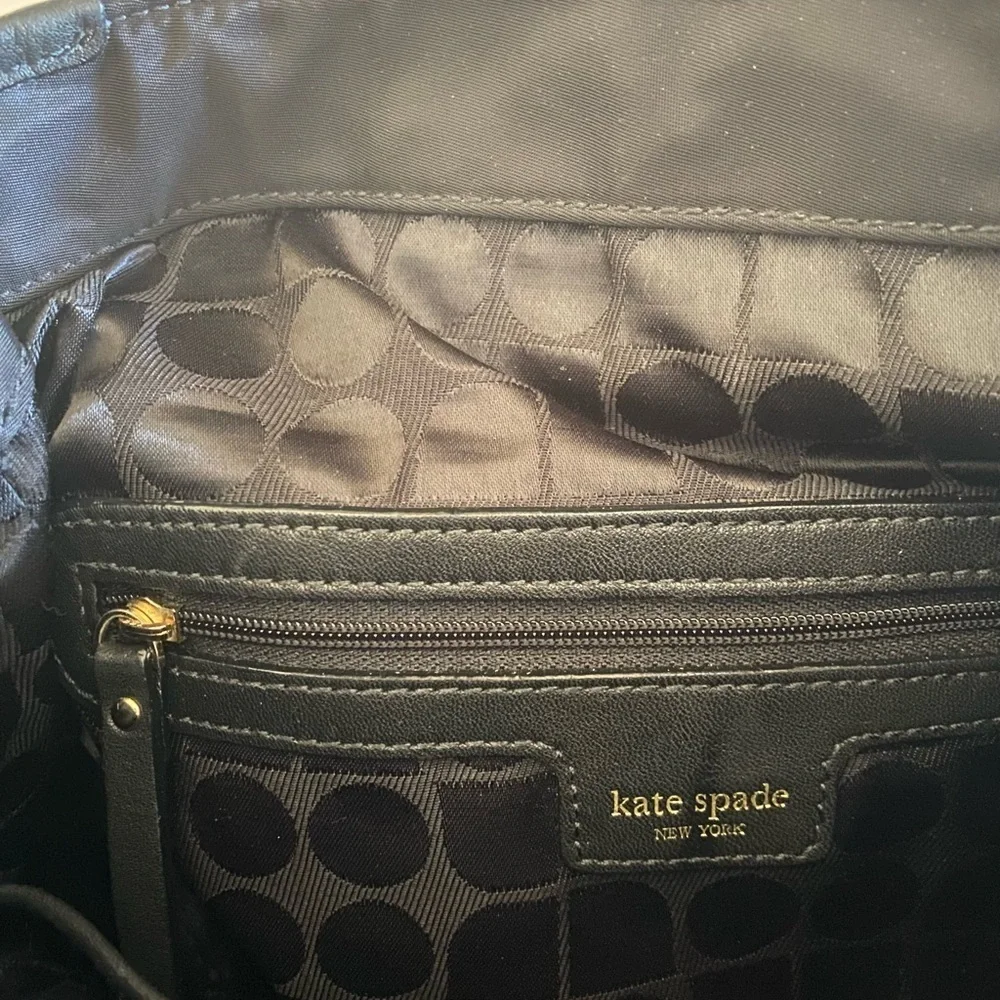 kate spade black nylon leather trim backpack